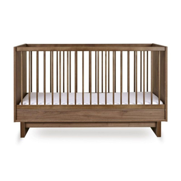 Chambre trio kyo lit bébé évolutif 70 x 120 cm + armoire + commode avec plan à langer - walnut Quax
