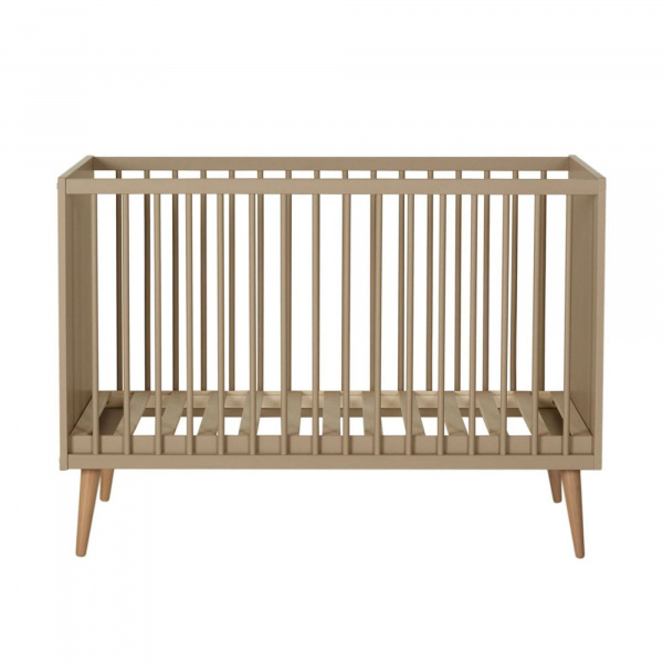 Chambre trio lit bébé 60x120 cm + armoire + commode avec plan à langer cocoon latte Quax