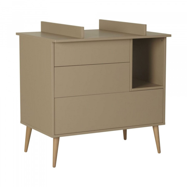 Chambre trio lit bébé 60x120 cm + armoire + commode avec plan à langer cocoon latte Quax