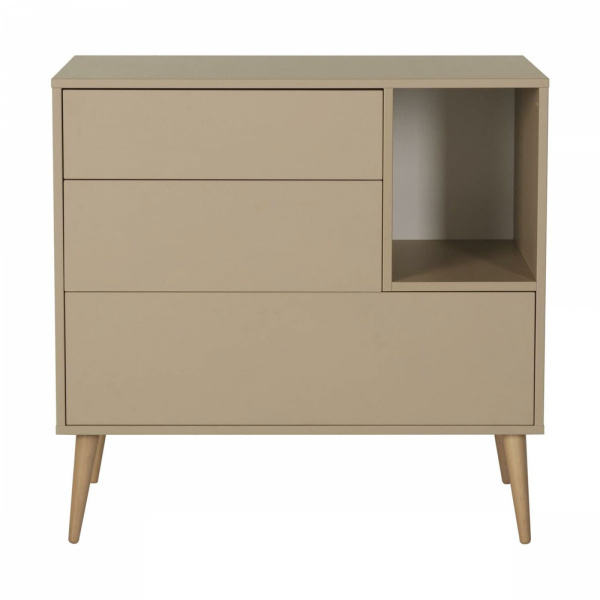 Chambre duo lit bébé 60x120 cm + commode avec plan à langer cocoon latte Quax