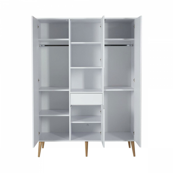 Chambre trio lit bébé 60x120 cm + armoire xl + commode avec plan à langer cocoon ice white Quax