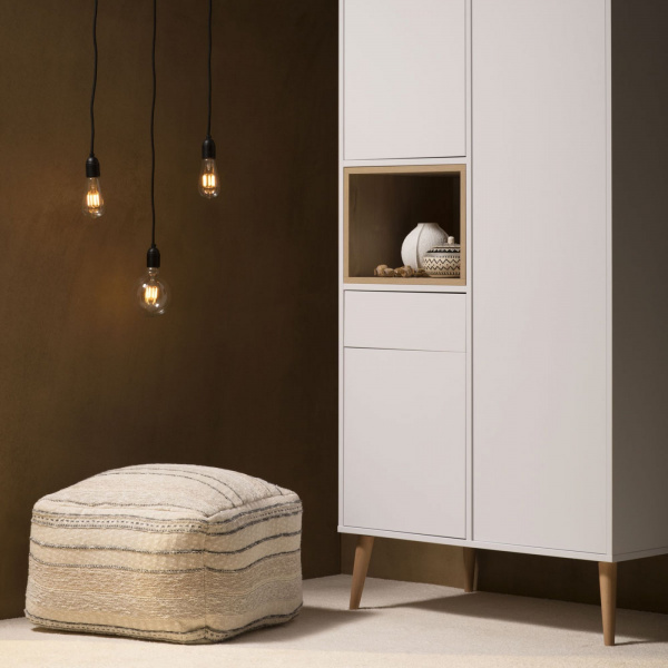 Chambre trio lit bébé 60x120 cm + armoire + commode avec plan à langer cocoon ice white Quax