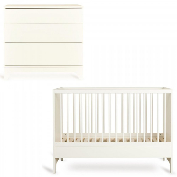 Chambre bébé duo tsugi lit 60 x 120 cm + commode butter Quax