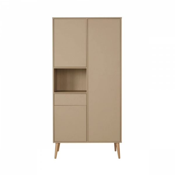 Chambre trio lit bébé 70x140 cm évolutif en lit enfant + armoire + commode avec plan à langer cocoon latte Quax