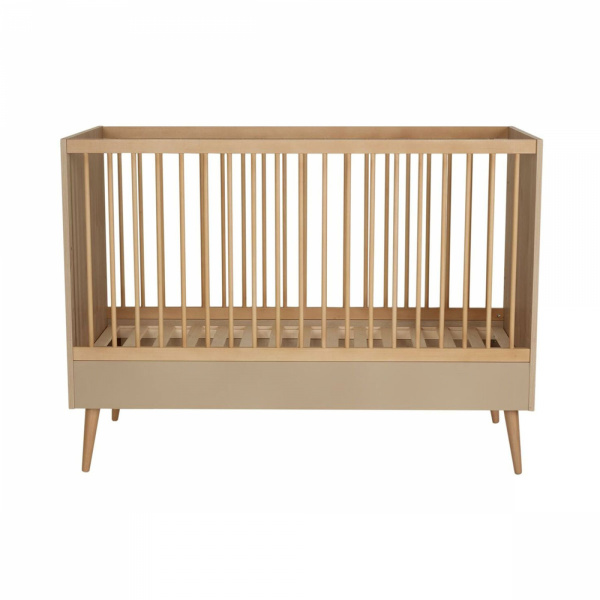 Chambre duo lit bébé 70x140 cm évolutif en lit enfant + commode avec plan à langer cocoon latte Quax