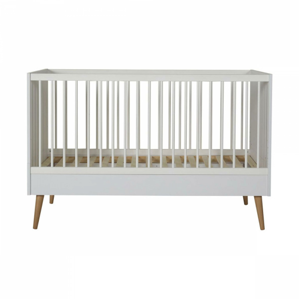 Chambre trio lit bébé 70x140 cm évolutif en lit enfant + armoire xl + commode avec plan à langer cocoon ice white Quax
