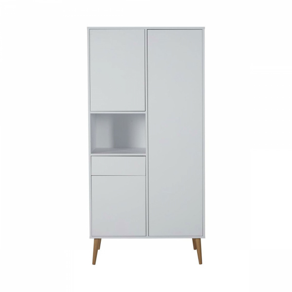 Chambre trio lit bébé 70x140 cm évolutif en lit enfant + armoire + commode avec plan à langer cocoon ice white Quax