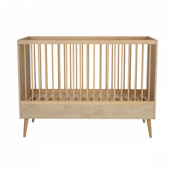 Chambre duo lit bébé 70x140 cm évolutif en lit enfant + commode avec plan à langer cocoon natural oak Quax