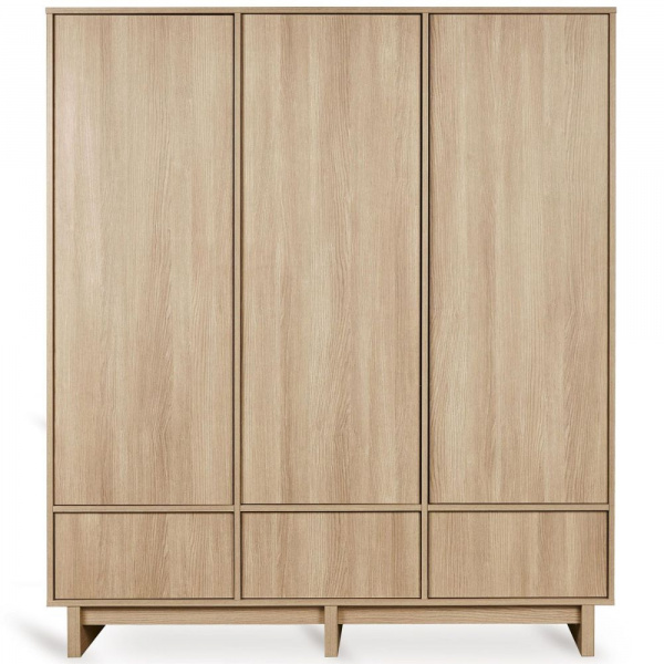 Chambre bébé trio kyo lit 70 x 140 cm + commode + armoire xl honey ash Quax