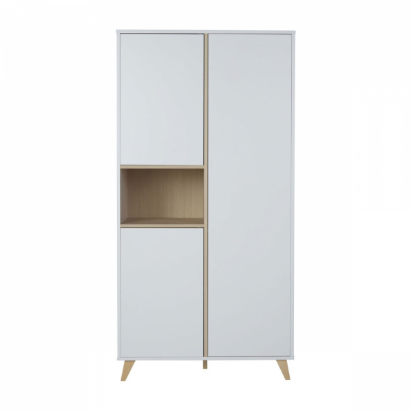 Chambre trio lit bébé 60x120 cm + armoire + commode avec plan à langer loft white Quax