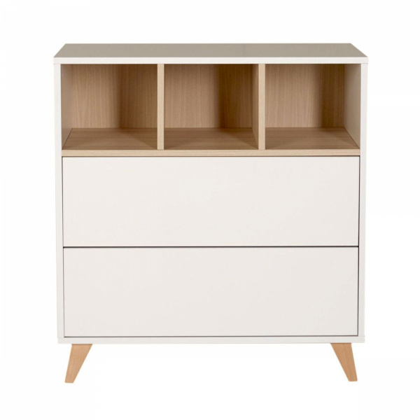 Chambre trio lit bébé 60x120 cm + armoire + commode avec plan à langer loft white Quax