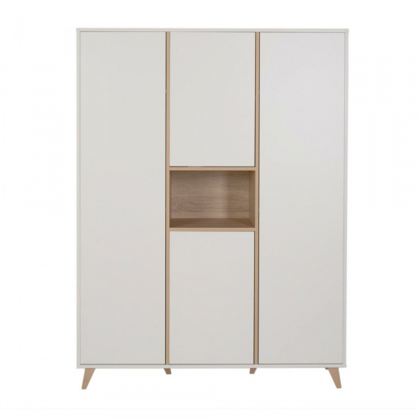 Chambre trio lit bébé 60x120 cm + armoire + commode avec plan à langer loft white Quax