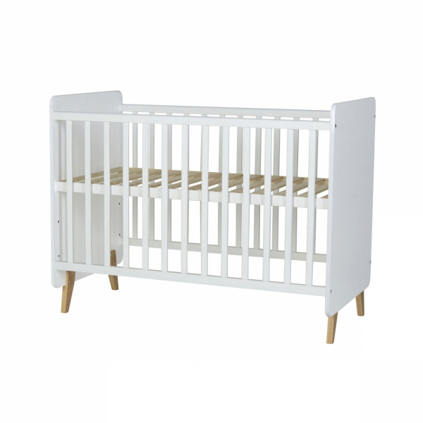 Chambre duo lit bébé 60x120 cm + commode avec plan à langer loft white Quax