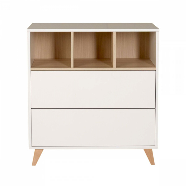 Chambre trio lit bébé 60x120 cm + armoire + commode avec plan à langer loft white Quax