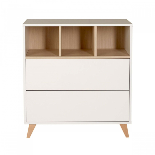 Chambre trio lit bébé 60x120 cm + armoire + commode avec plan à langer loft white Quax