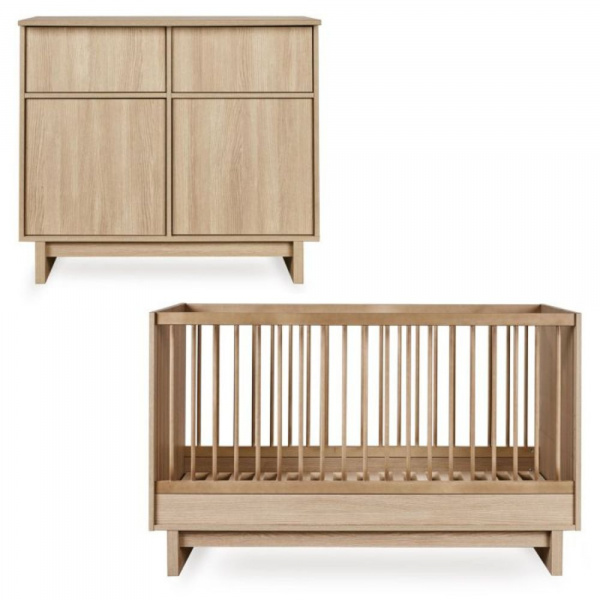 Chambre duo kyo lit bébé évolutif 70 x 140 cm + commode - walnut Quax