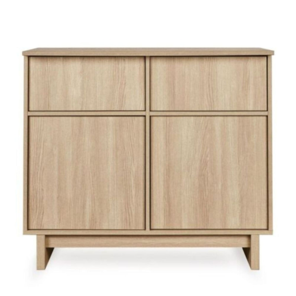 Chambre trio kyo lit bébé évolutif 70 x 120 cm + armoire + commode avec plan à langer - honey ash Quax