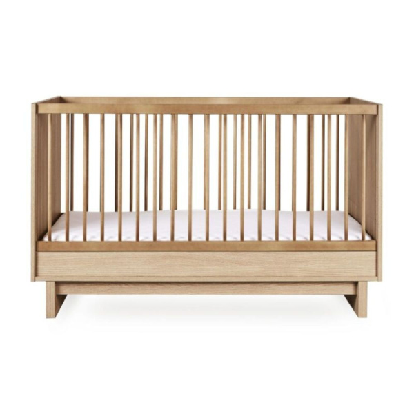 Chambre trio kyo lit bébé évolutif 70 x 120 cm + armoire + commode avec plan à langer - honey ash Quax