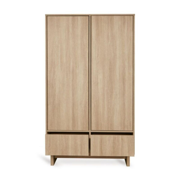 Chambre trio kyo lit bébé évolutif 70 x 120 cm + armoire + commode avec plan à langer - honey ash Quax