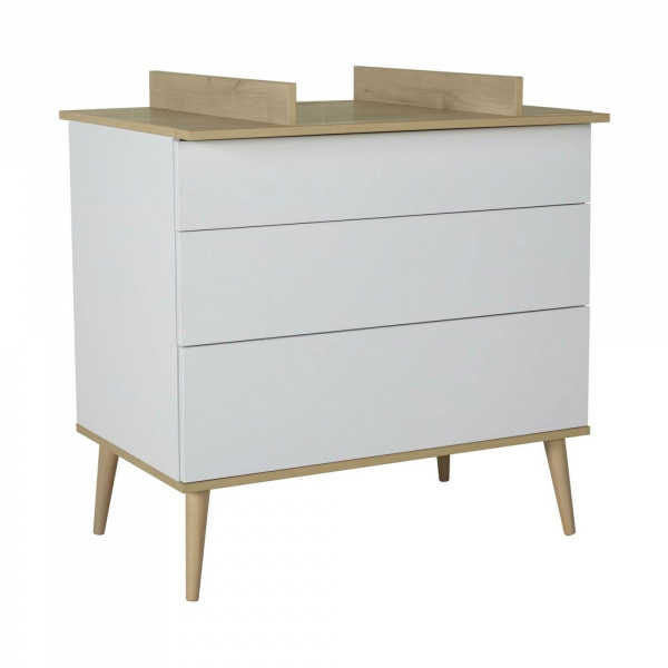 Chambre duo lit bébé 60x120 cm + commode avec plan à langer flow white & oak Quax