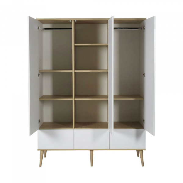 Chambre duo lit bébé 60x120 cm + commode avec plan à langer flow white & oak Quax