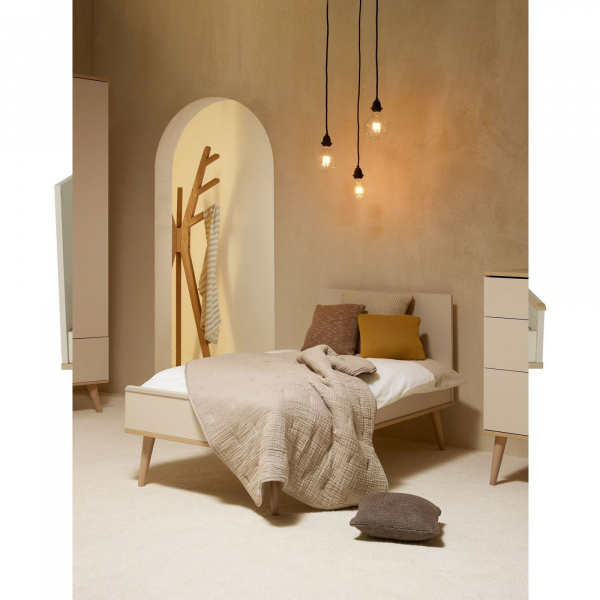 Chambre duo lit bébé 60x120 cm + commode avec plan à langer flow white & oak Quax