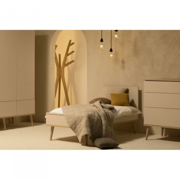 Chambre duo lit bébé 60x120 cm + commode avec plan à langer flow white & oak Quax