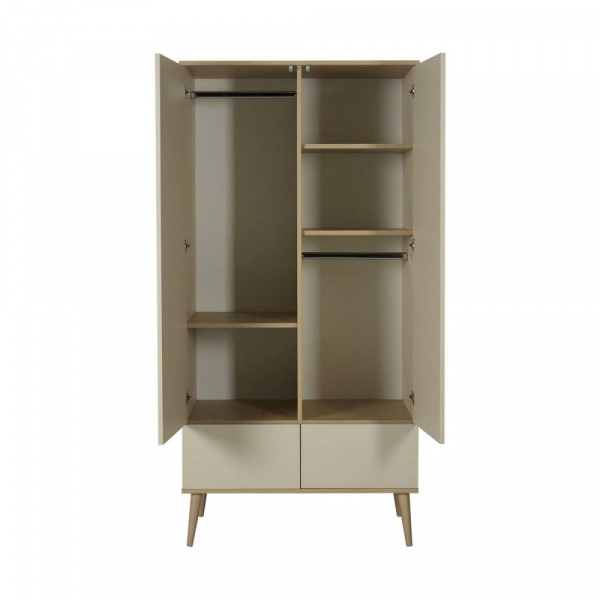 Chambre duo lit bébé 60x120 cm + commode avec plan à langer flow white & oak Quax