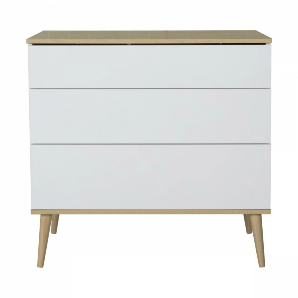 Chambre duo lit bébé 60x120 cm + commode avec plan à langer flow white & oak Quax