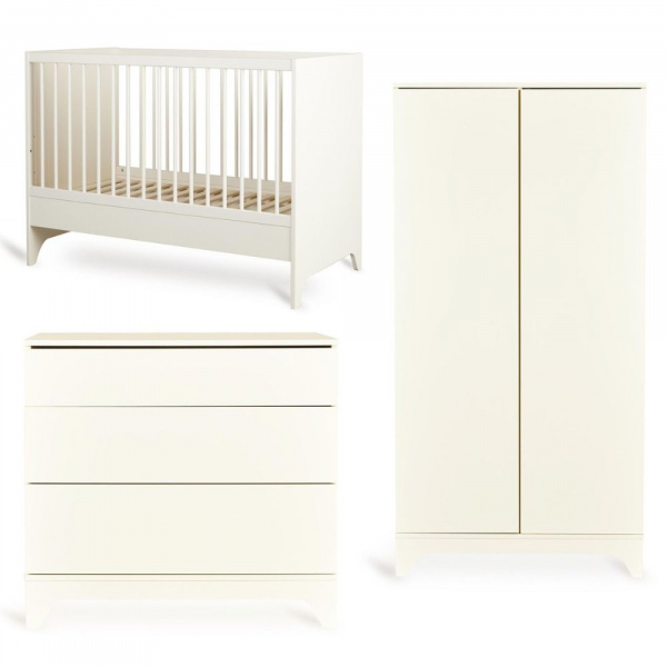 Chambre bébé trio tsugi lit 60 x 120 cm + commode + armoire butter Quax