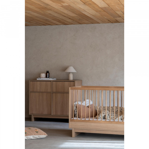 Chambre duo kyo lit bébé évolutif 70 x 120 cm + commode xl - honey ash Quax