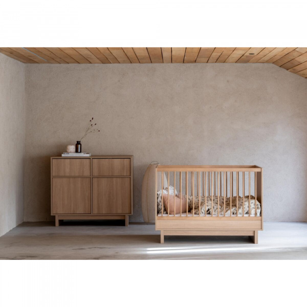 Chambre duo kyo lit bébé évolutif 70 x 120 cm + commode xl - honey ash Quax