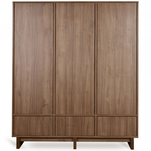 Chambre bébé trio kyo lit 70 x 120 cm + commode + armoire xl walnut Quax