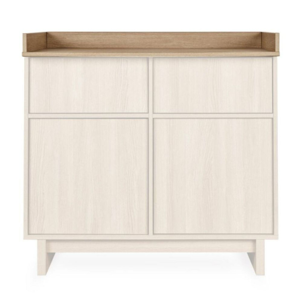 Chambre duo kyo lit bébé évolutif 70 x 140 cm + commode xl avec plan à langer - honey ash Quax