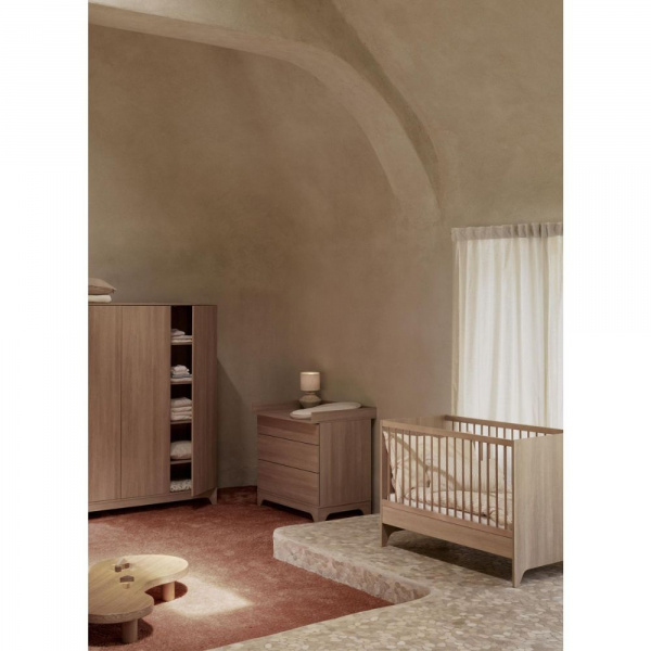 Chambre bébé trio tsugi lit 70 x 140 cm + commode + armoire honey ash Quax