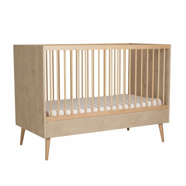 Lit bébé 70x140 cm évolutif en lit enfant cocoon natural oak Quax