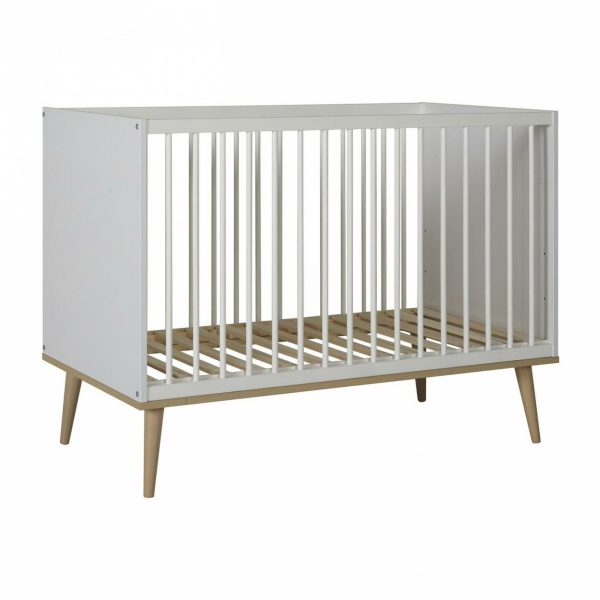 Lit bébé 60x120 cm flow white et oak Quax