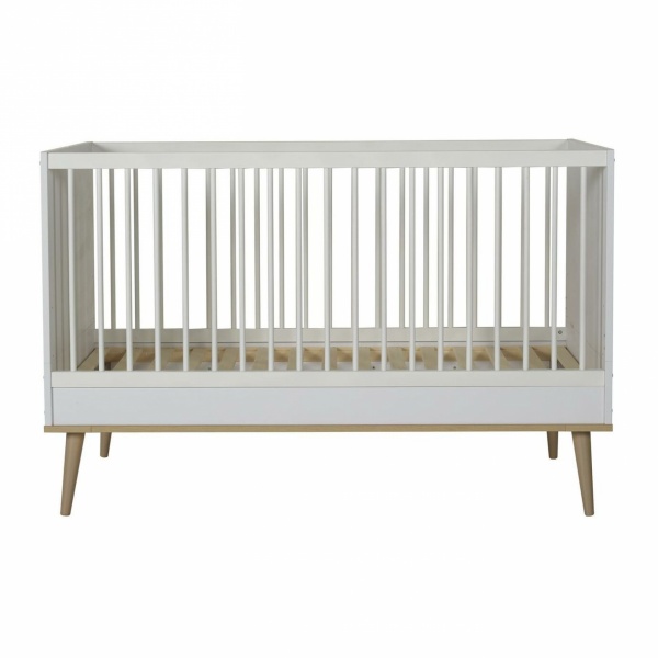 Lit bébé 70x140 cm évolutif en lit enfant flow white et oak Quax