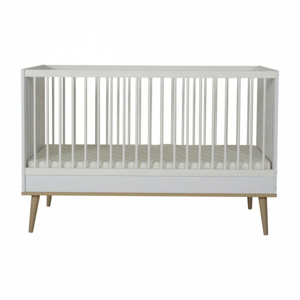 Lit bébé 70x140 cm évolutif en lit enfant flow white et oak Quax