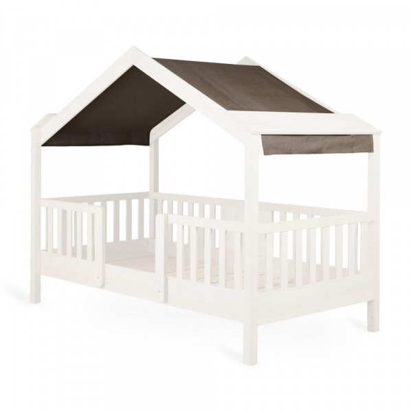 Toit pour lit cabane enfant 90 x 200 cm en tissu chalet chocolat Quax