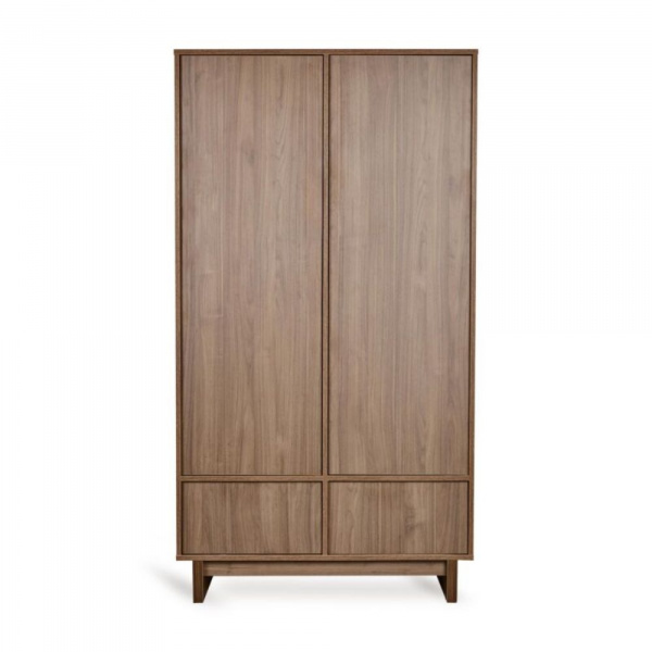 Armoire avec 2 portes battantes et 2 tiroirs kyo - walnut Quax
