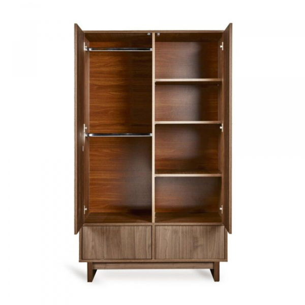 Armoire avec 2 portes battantes et 2 tiroirs kyo - walnut Quax