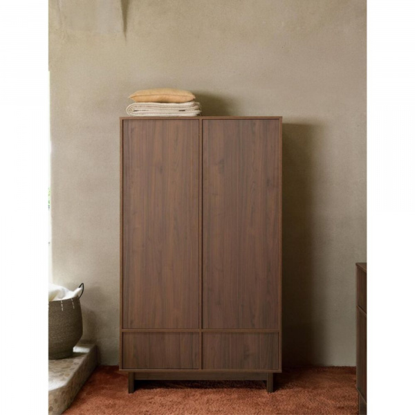 Armoire avec 2 portes battantes et 2 tiroirs kyo - walnut Quax