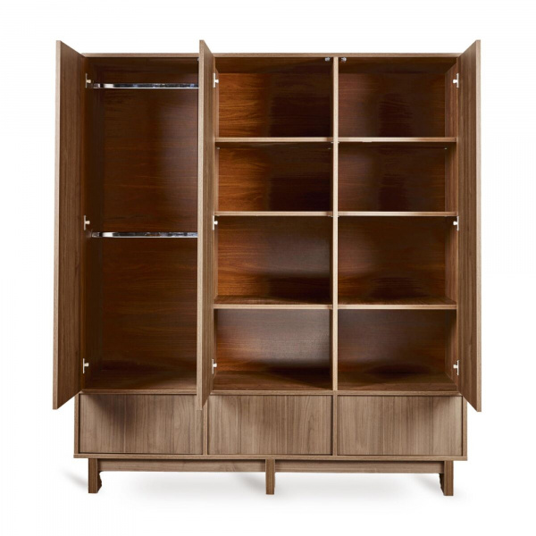 Armoire xl avec 3 portes et 3 tiroirs kyo - walnut Quax