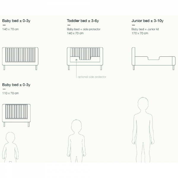 Lit bébé 70x140 cm évolutif en canapé yume natural ash Quax