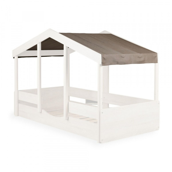 Toit pour lit cabane enfant 90 x 200 cm en tissu cottage chocolat Quax