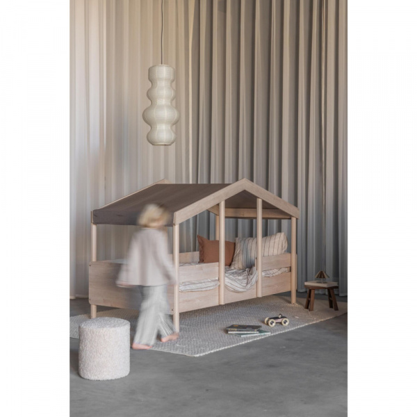 Toit pour lit cabane enfant 90 x 200 cm en tissu cottage chocolat Quax