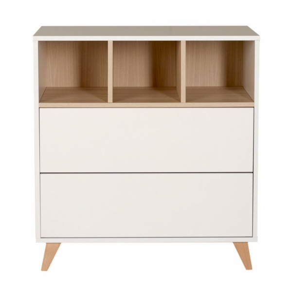 Commode 2 tiroirs 3 niches loft white Quax