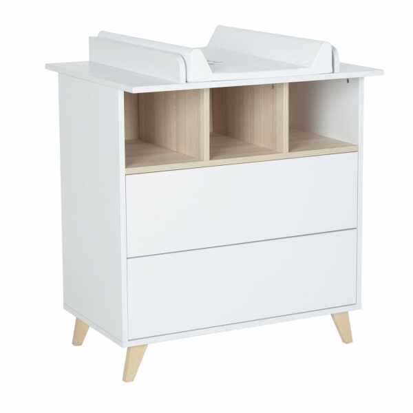 Commode 2 tiroirs 3 niches loft white Quax