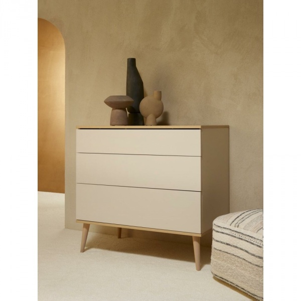 Commode 3 tiroirs flow argile et oak Quax